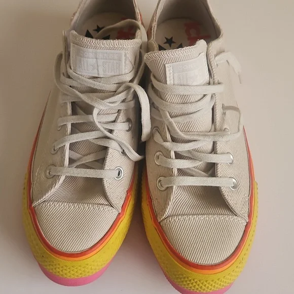 Converse Canvas Sneakers with Yellow and Pink Soles - Picture 4 of 5